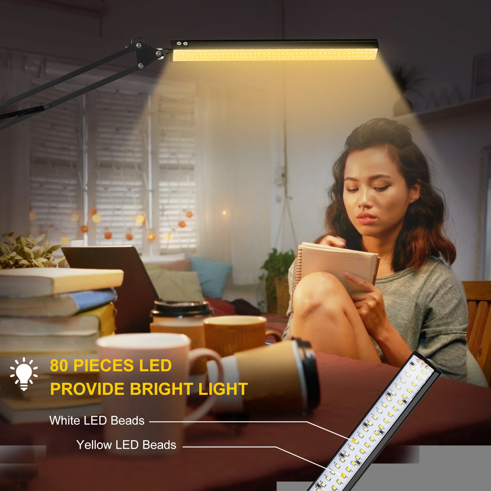 NEWACALOX Светодиодная настольная лампа с беспроводным зарядным устройством