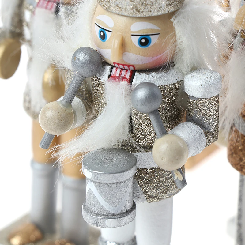 

1/5Pcs 12cm Wooden Nutcracker Puppet Creative Desktop Decoration Christmas Ornaments Drawing Walnuts Soldiers Band Dolls