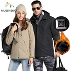 Мужские и женские зимние толстые USB с подогревом хлопковые куртки для ходьбы на открытом воздухе водонепроницаемая ветровка Кемпинг Треккинг альпинистские лыжные куртки