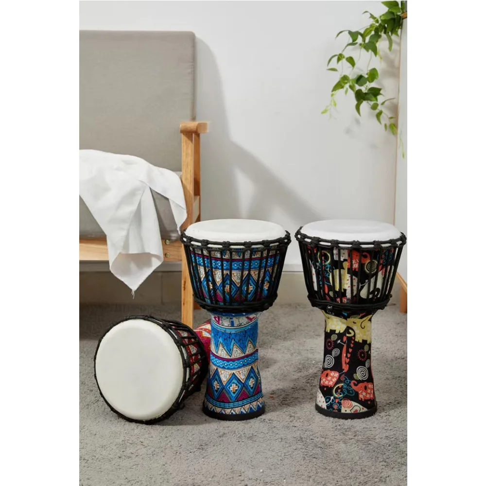 

8 Inch Portable African Drum Djembe Hand Drum with Colorful Art Patterns Percussion Musical Instrument