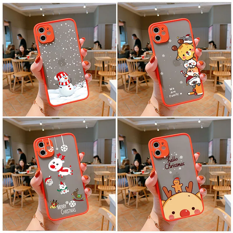 

Silicone Christmas cartoon Fashion PC Hard Case For iPhone 13 SE 11 12 Mini Pro Max X XR XS Max 6 7 8 Plus Soft Back Cover