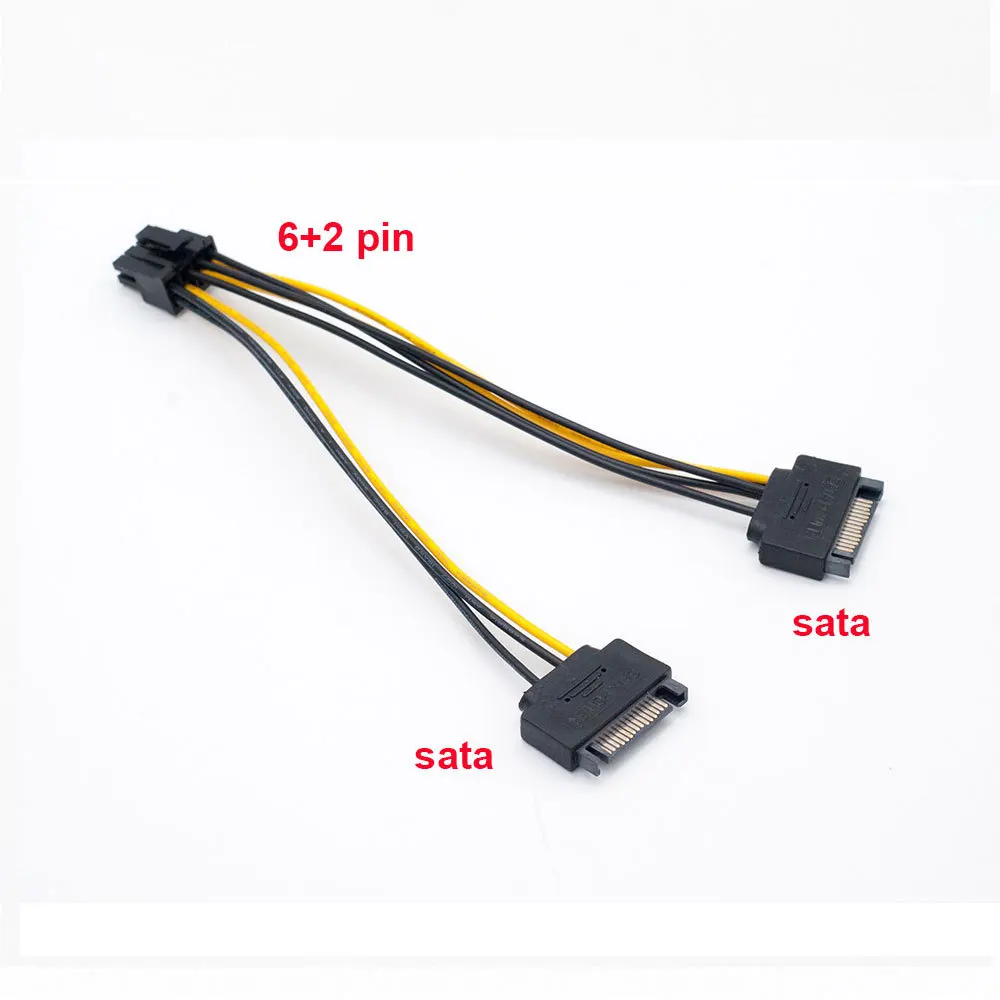 

Кабель питания PCI-E PCIe, 20 см, 15 контактов, SATA папа на 8 контактов, 6 + 2 контакта, PCI Express, Графическая карта, адаптер питания, 18AWG