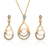 fashion pearl jewelry set temperament droplet necklace earrings two piece personality elegant bridal jewelry wholesale