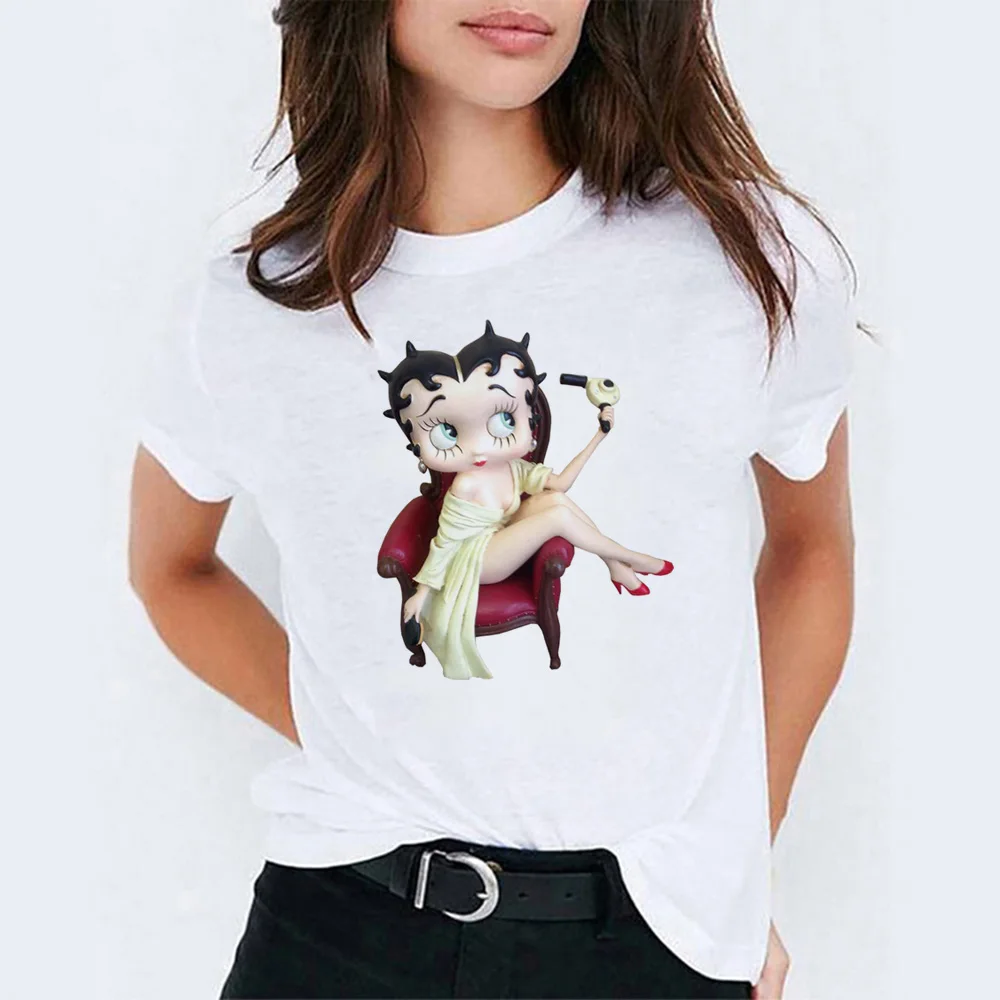Betty Boop футболка женская летняя Эстетическая женская одежда футболка с Микки Маусом Женская Модная стильная женская футболка - Цвет: 18