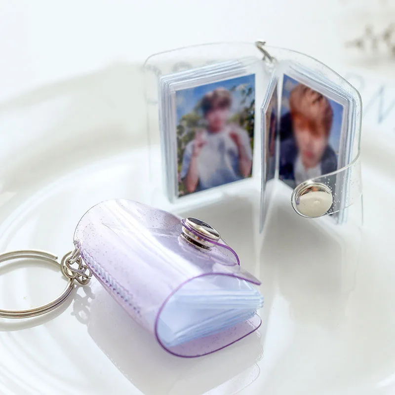 

16 Pockets Jelly Color Photo Album for Mini Photo Sticker & Name Card 1&2 Inch Photos with Key Chain