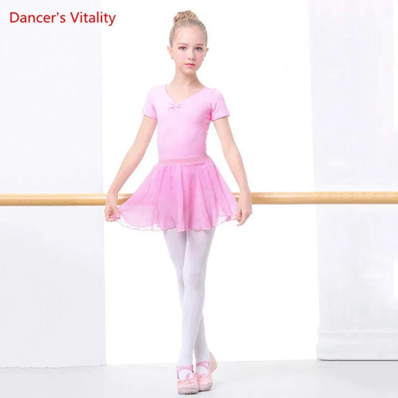 

Ballet Dance Suit Cotton Body Suit Chiffon Skirt Practice Clothing Set Summer Girls Profession Gymnastic Performance Clothes