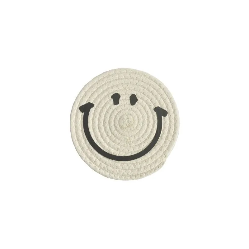 

Smile Heat-resistant Table Mat Bowl Placemat Cotton Thread Hand-woven Cotton Rope Mat Cute Simple Coaster Heat Pad Kitchen Tool