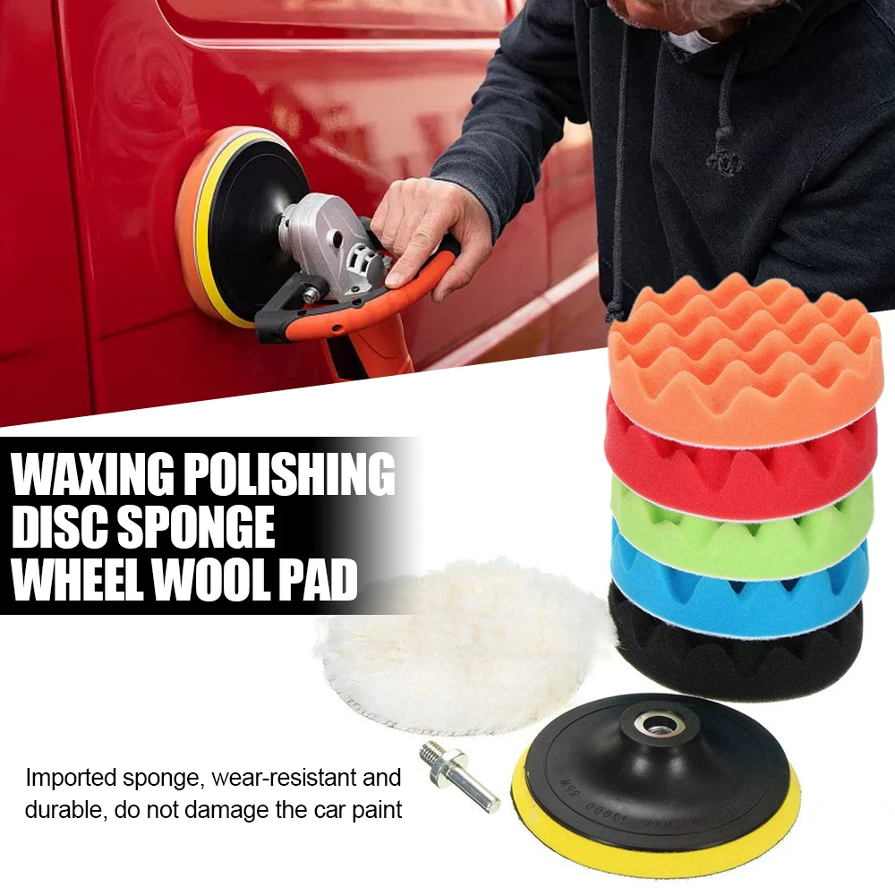 

12pcs 3 Inch Car Polisher Waxing Pad Sanding Sponge Wheel Removes Scratches Buffing Kit for Boat Car Polisher Drill Adapter