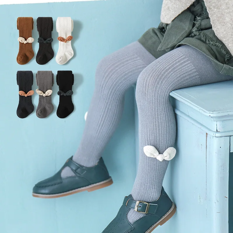 

Новинка, колготки для девочек, весенне-осенняя теплая одежда для маленьких девочек, яркие разноцветные однотонные детские колготки с банто...