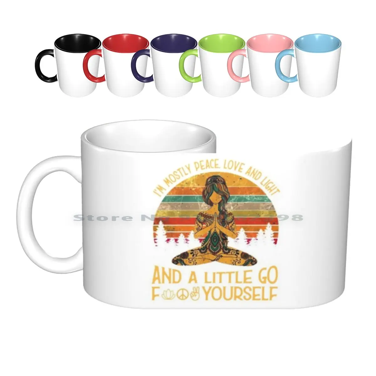 

Yoga Tattoo Women-I'm Mostly Peace Love And Light Ceramic Mugs Coffee Cups Milk Tea Mug Yoga Tattoo Women Im Mostly Peace Love