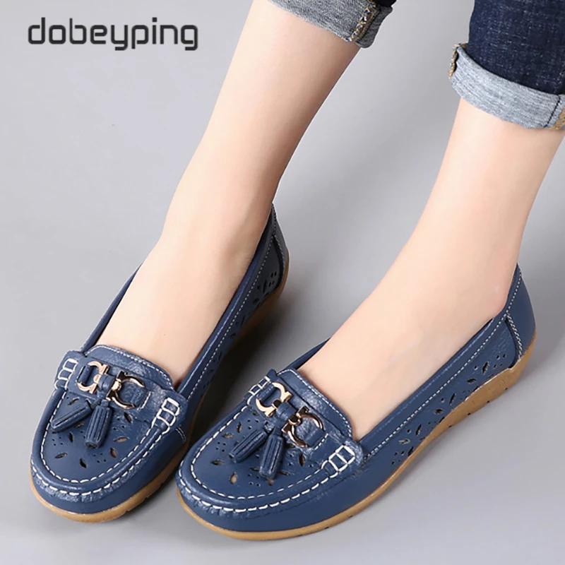 Туфли dobeyping женские летние из натуральной кожи перфорированные лоферы без