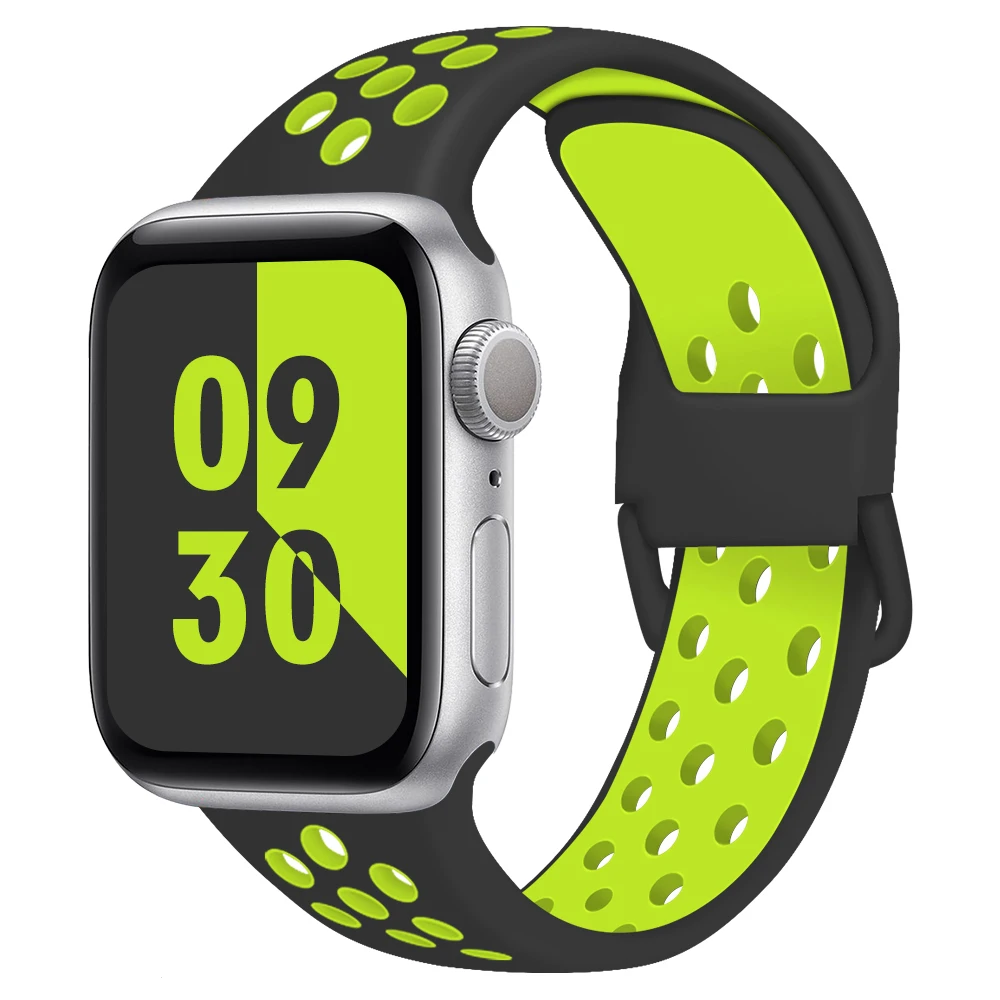 

Silicone Strap For Apple Watch Band 40mm 44mm 38mm 42mm Rubber breathable Belt Smartwatch Wristband iWatch serie 3 se 4 5 6