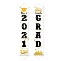 2pcs graduation porch sign class of 2021 graduation hanging banner front door wall yard graduation party decoration