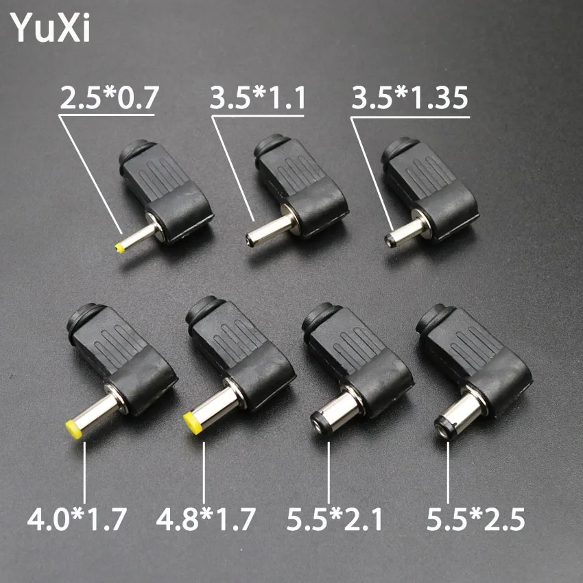 

YuXi DC Power Male Plug Jack Adapter 90 Degree DC Plug 5.5x2.1mm 5.5x2.5mm 4.8x1.7mm 4.0x1.7 3.5x1.3mm 3.5x1.1 2.5x0.7mm