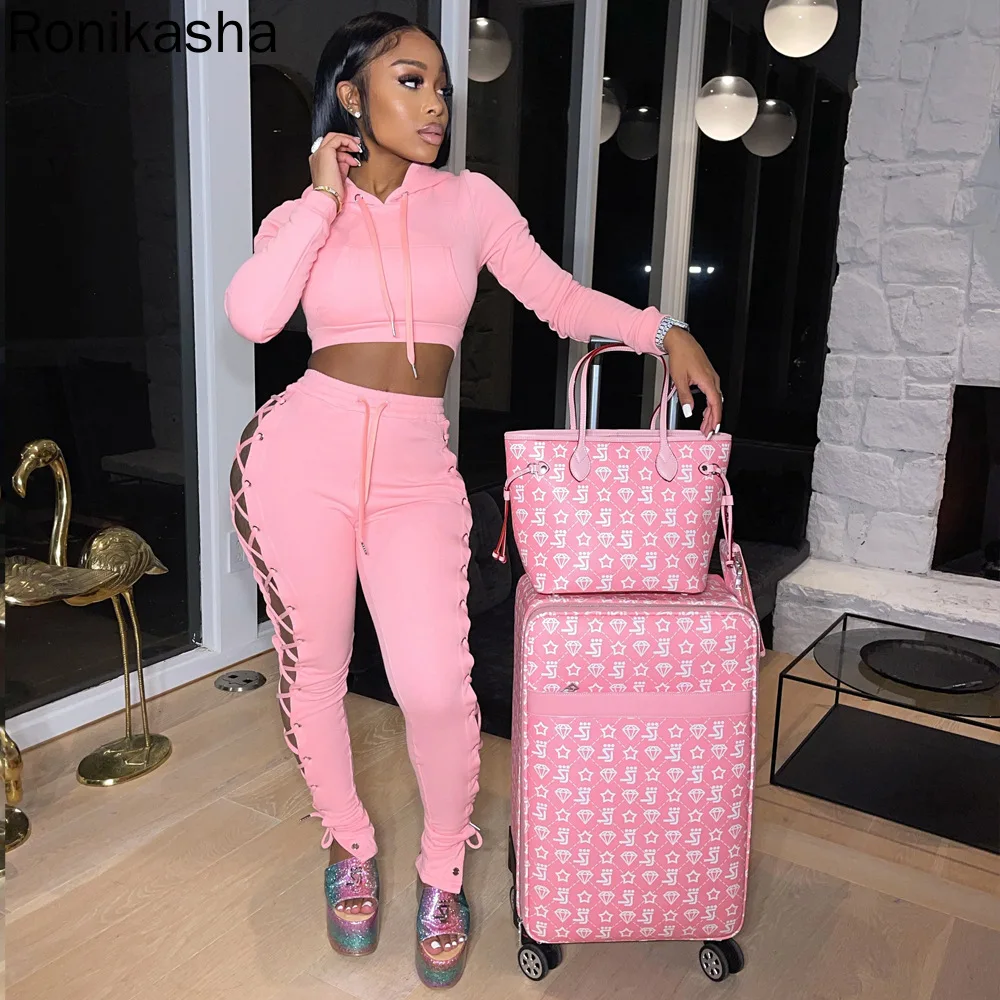 Женский комплект Ronikasha из двух предметов толстовка с капюшоном на шнуровке сзади