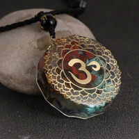 yoga om healing orgonite pendant necklace men women reiki 7 chakra colorful chip stone orgone necklaces new 2021 jewelry