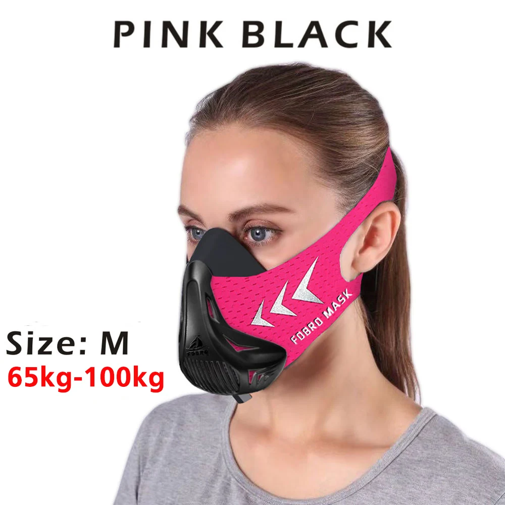 pink black M FDBRO Спортивная маска для бега, тренировочная маска для фитнеса, тренажерного зала, тренировок, велоспорта, высокой высоты, тренировочная маска, 3,0 - Цвет: pink black M