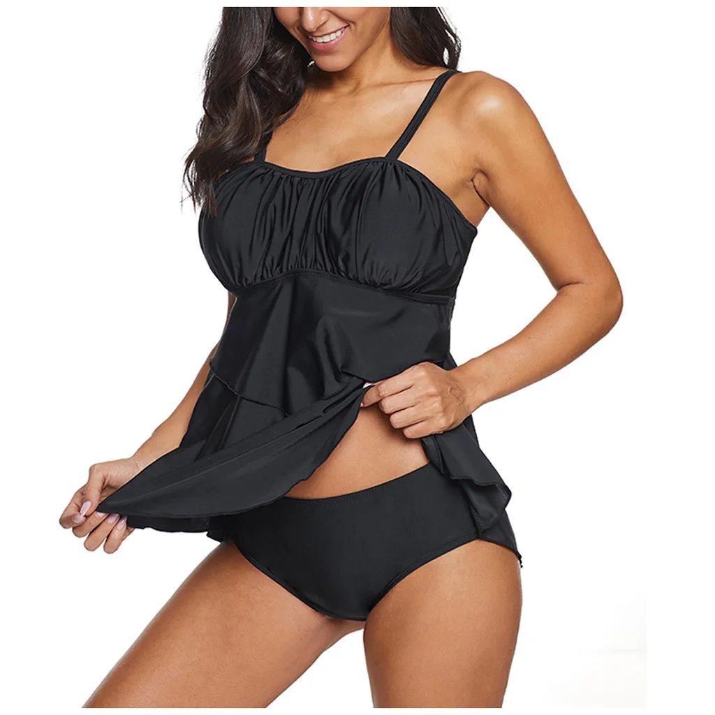 Купальник Танкини Женский сплошной купальник из двух частей размера плюс 2020| |