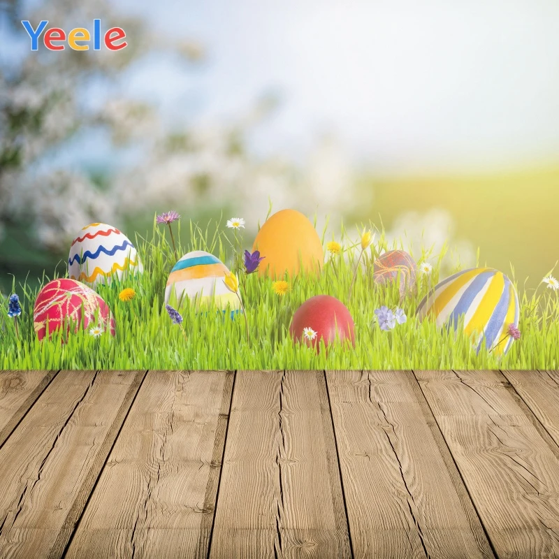 Yeele весенний Пасхальный день яйца трава газон свет боке фоны для фотосъемки