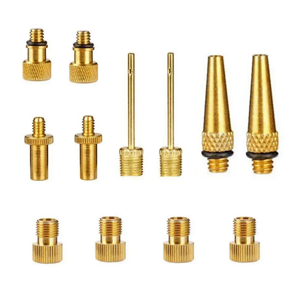 

12Pcs Bike Bicycle Tire Inflator Air Pump SV AV DV Valve Copper Adaptor Set