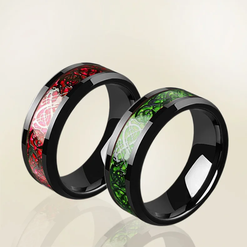 Мужское кольцо из титановой стали с рисунком дракона черного цвета мужское