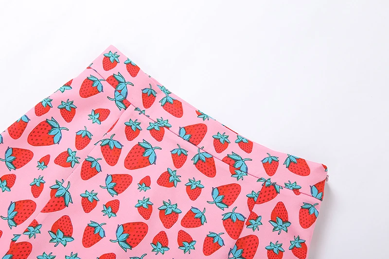 

Girl Strawberry Print Skirt Women's A-line Skirt Sweet Mini Skirt PL154
