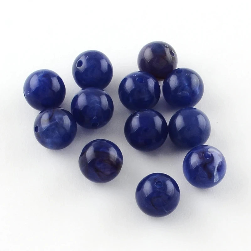 

50 pc Round Imitation Gemstone Acrylic Beads Medium Blue 8mm Hole: 2mm