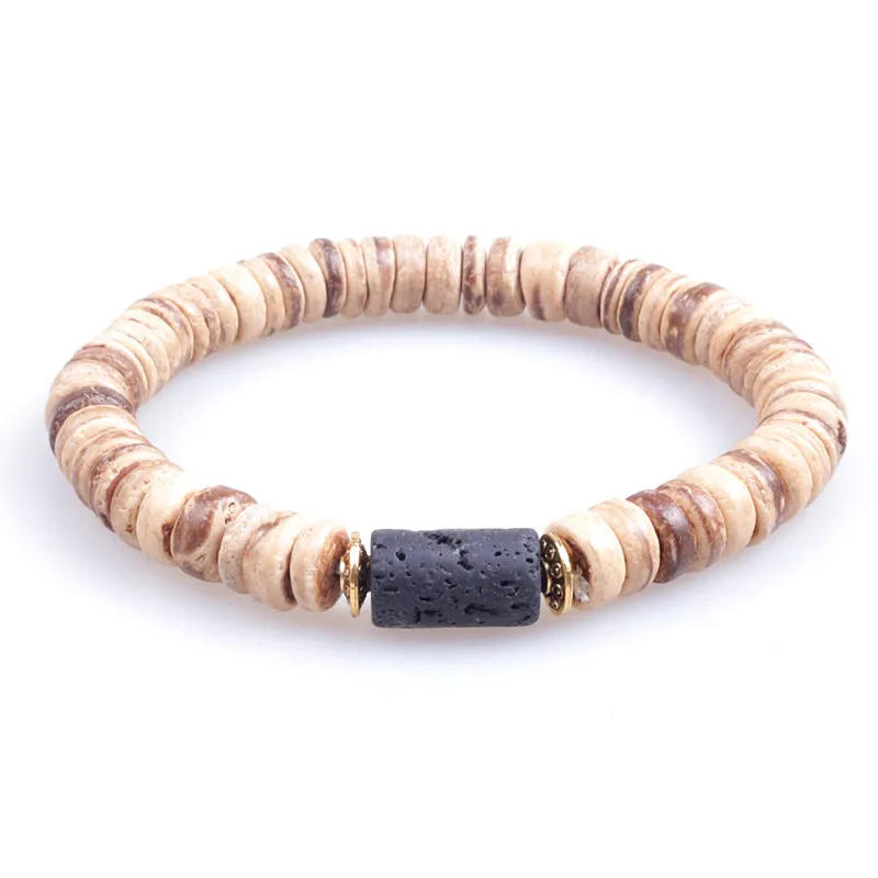 Растягивающийся браслет Blace из лавового камня и деревянных бусин для мужчин