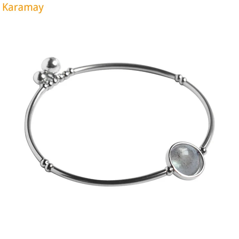 

S925 silver bell Moon Stone Bracelet Korean version ins temperament girl sweet moon elongated stone bracelet Jewelry