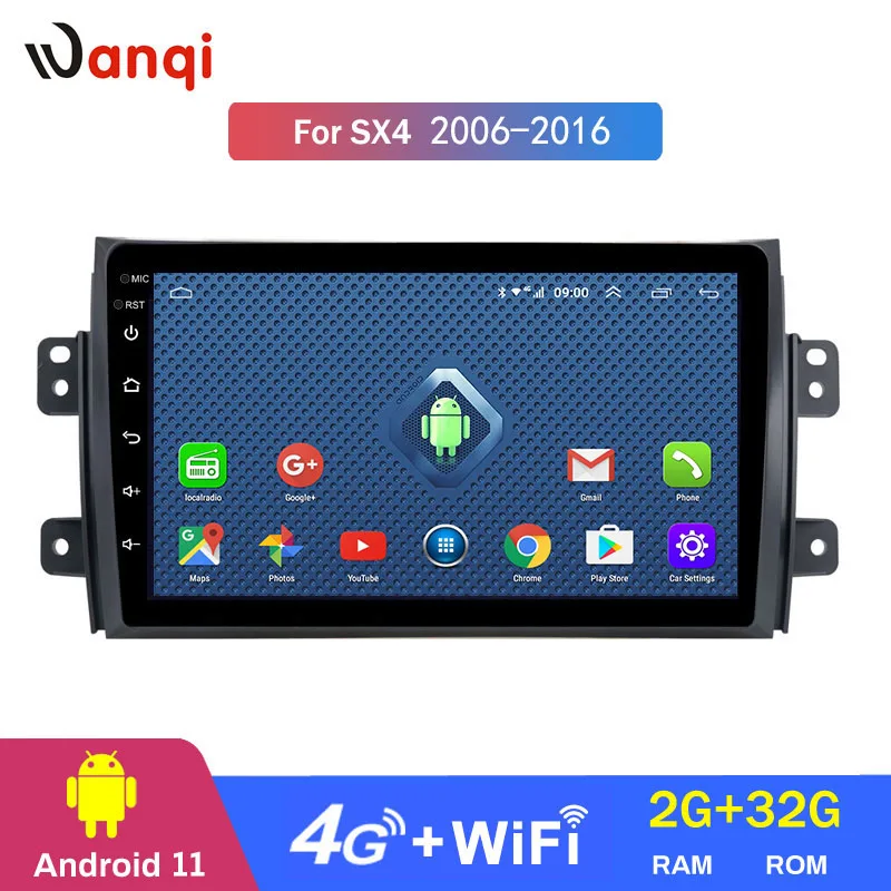 

9-дюймовый автомобильный dvd-плеер Android 11 для Suzuki SX4 2006 2007 2008 2009 2010 2011 2012- 2016 навигатор raido player