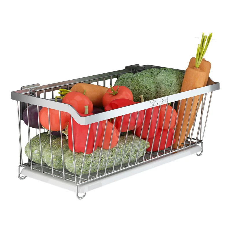 

Stainless Steel Kitchen Wall Mounted Storage Basket Spice Rack Shower Caddy Fruit Drainer Organizer Dish Drying Shelf Container