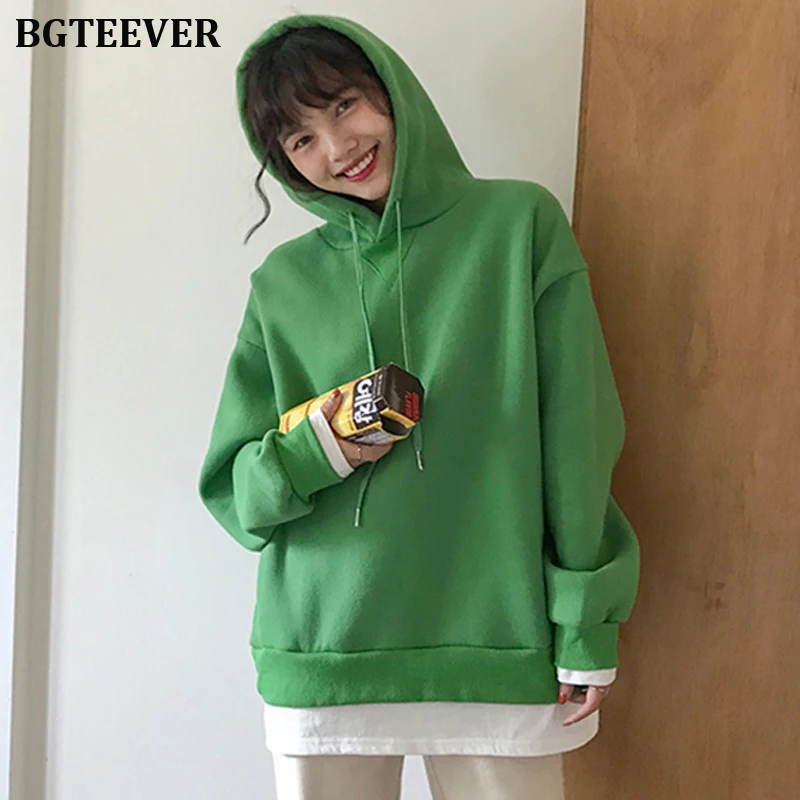 Осенне-зимний однотонный Женский свитшот BGTEEVER с длинным рукавом 2 предмета