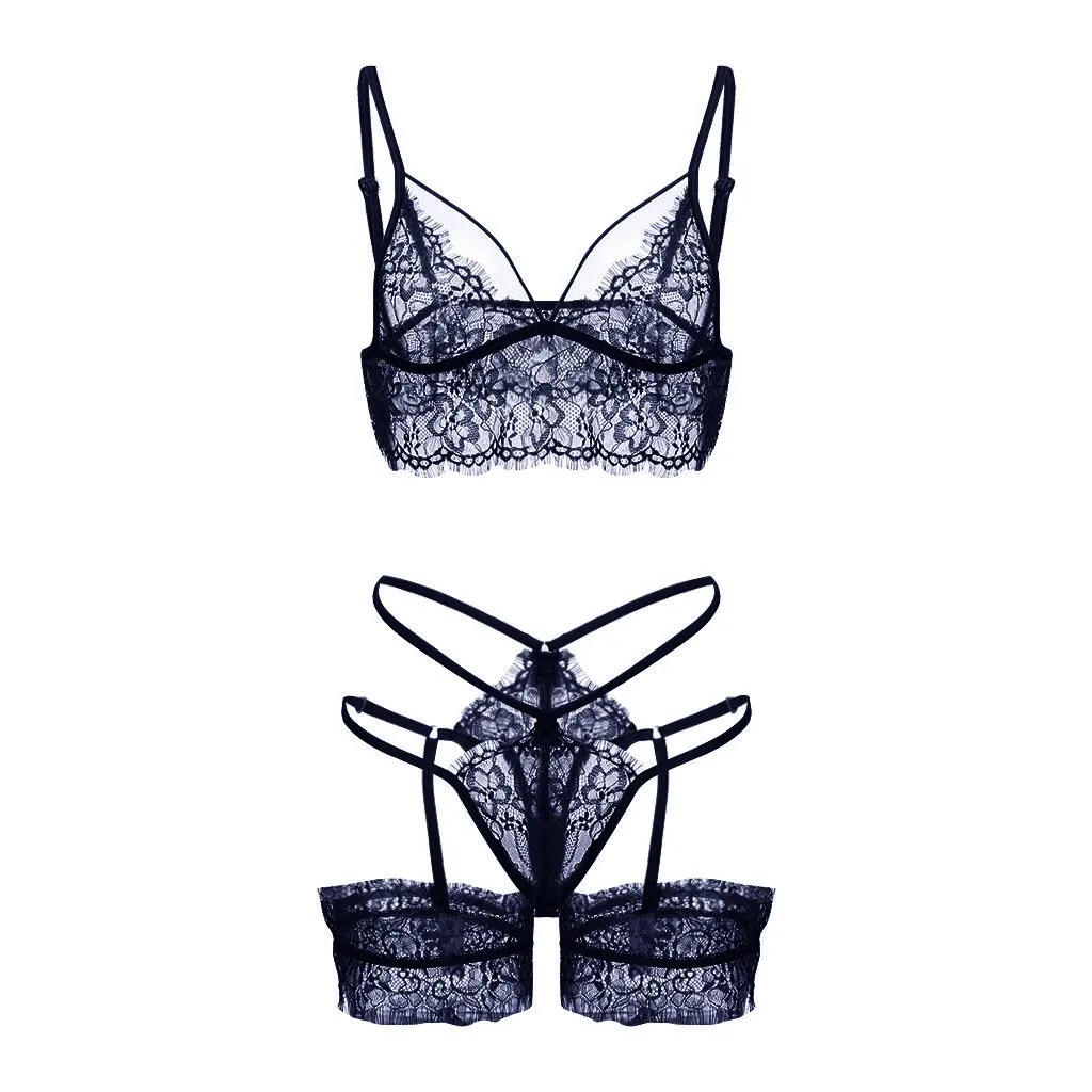 Комплект пижамы для женщин сексуальное женское кружевное нижнее белье ажурное