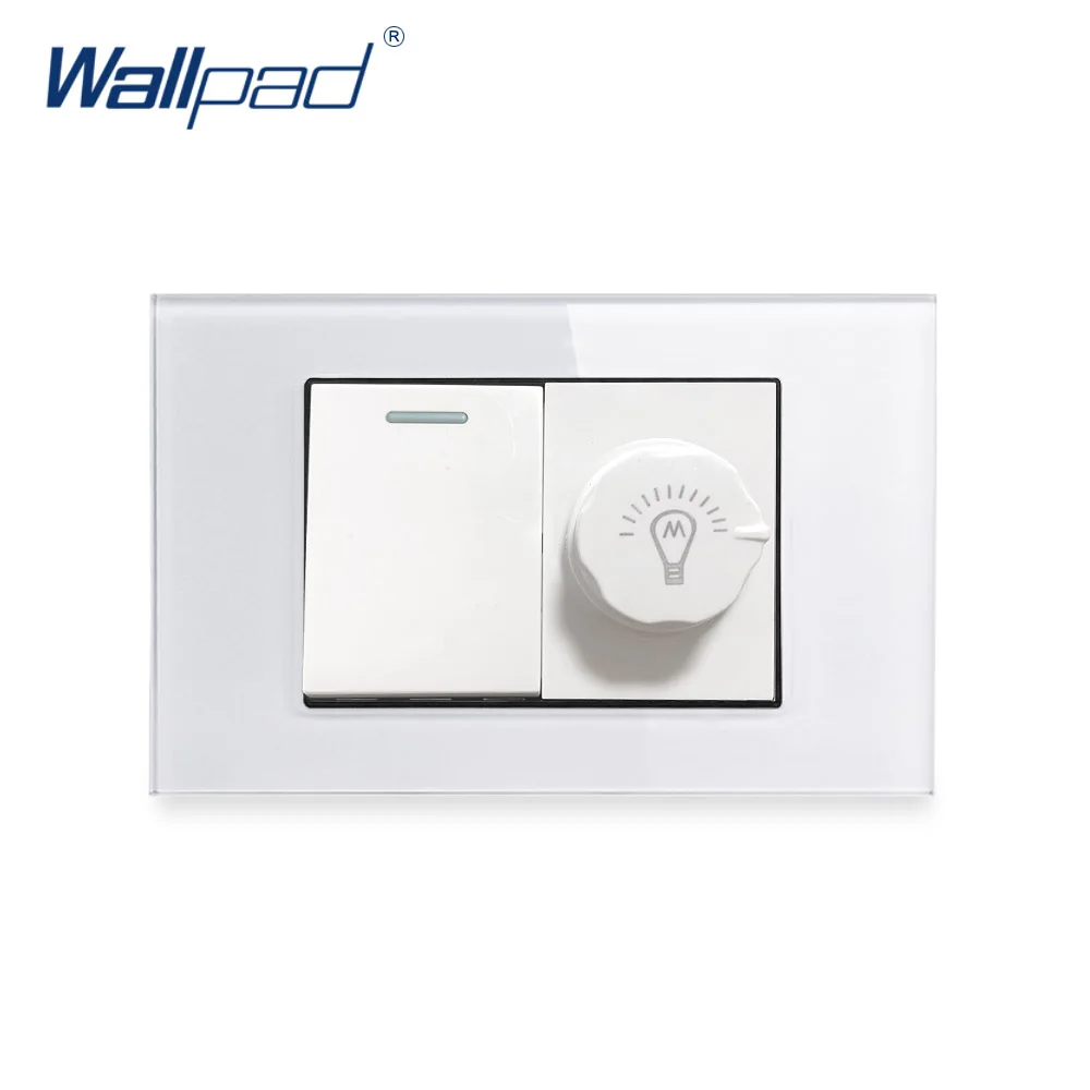 

1 Gang 2 Way With Dimmer Wall light Switch Wallpad Luxury Tempered Glass Panel Rocker Button 118*75mm 16A AC 110-250V