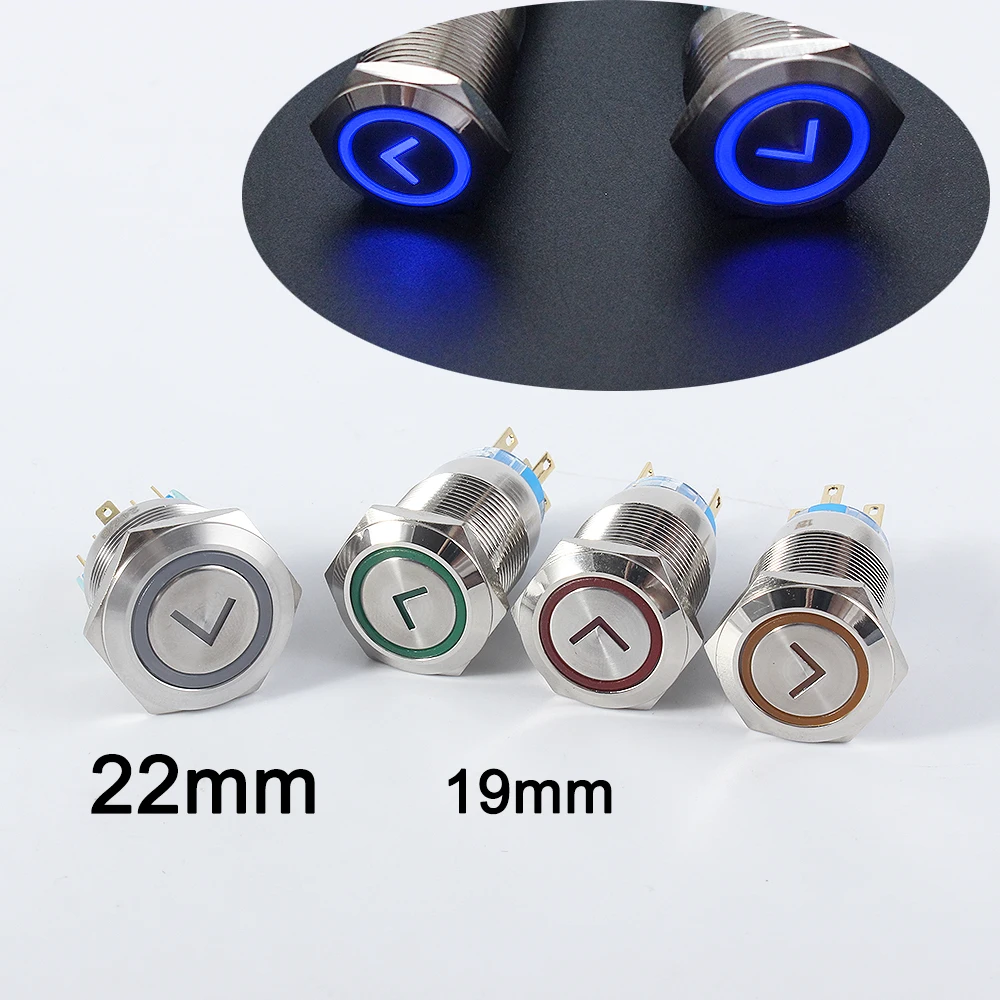 Светодиодный фиксации металлический кнопочный переключатель 19/22 мм стрелочный L