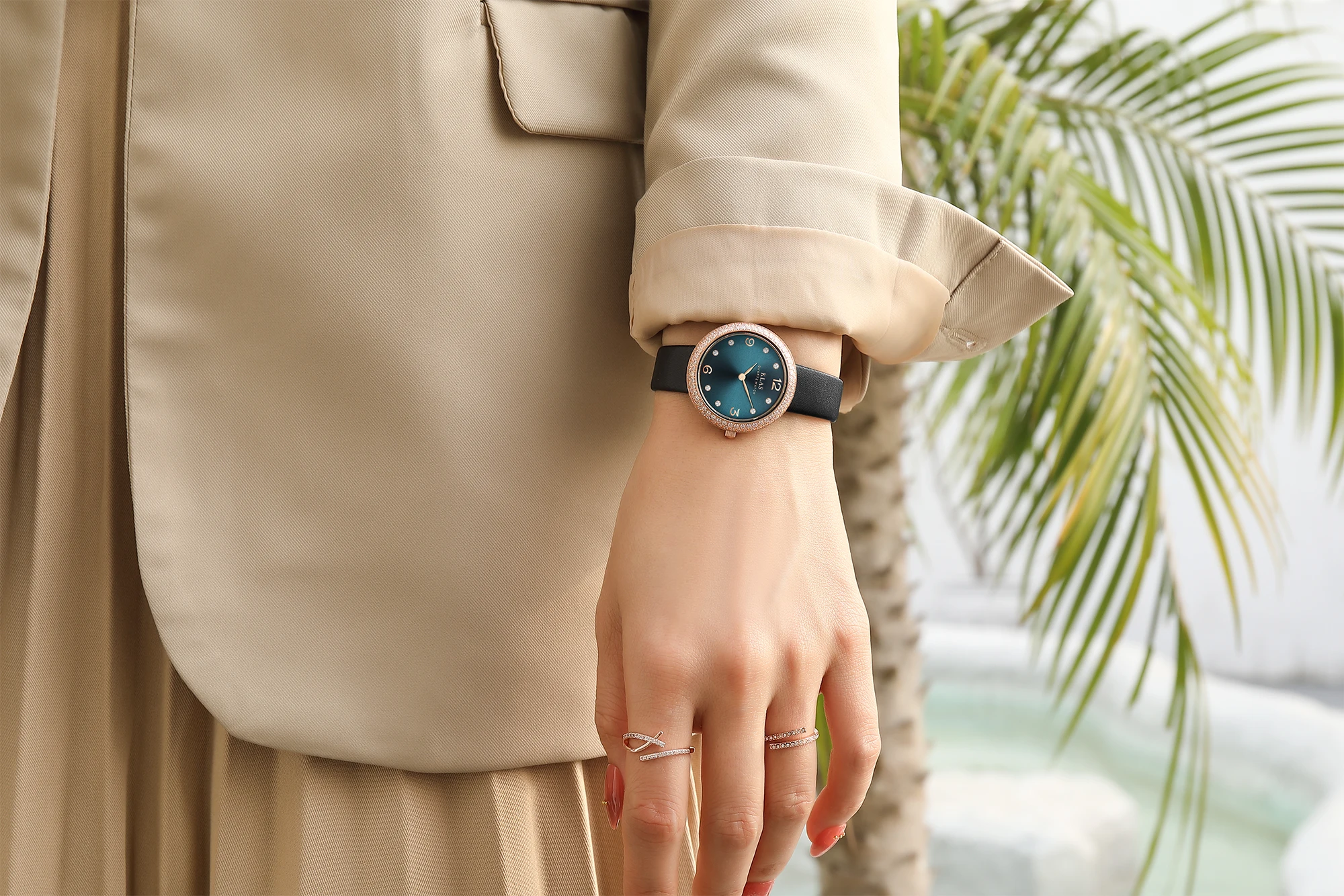 delicate gift часы женские Wrist watch High Class Small Silk Black Leather Lovely Quartz