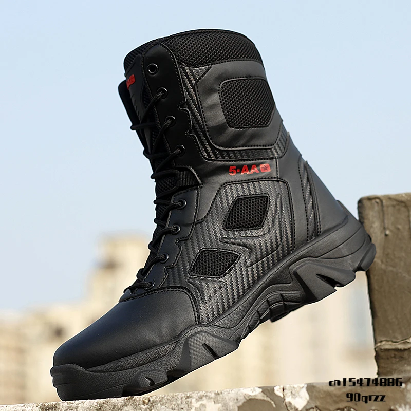 

High Top Tactical Boots Men Shoes Waterproof Hiking Shoes Outdoor Hunting Boots Mountain Shoes Man Desert Combat Military Boots