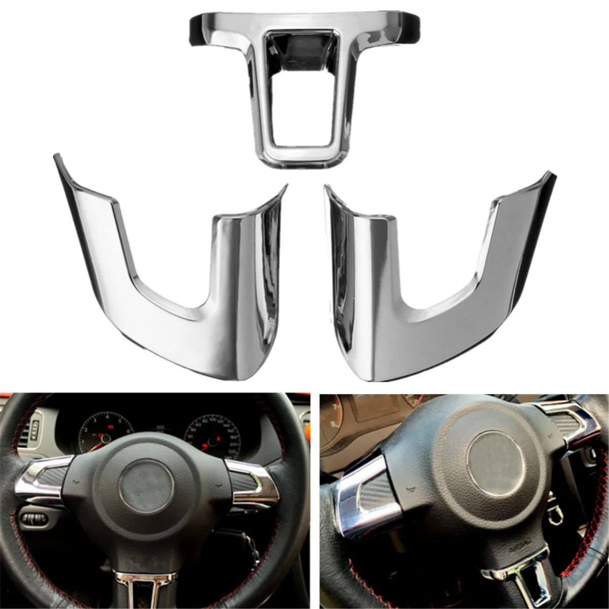 3 шт./компл. наклейка на руль ABS Хромированная накладка для Volkswagen /VW GOLF POLO JETTA MK5 MK6