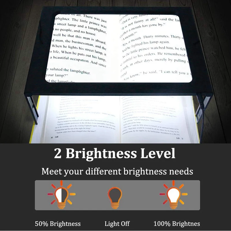 

3X Full Page nifying Glass for Reading, Hands-Free Large Rectangular nifier with LED Lighted, Foldable Desktop Portable Re