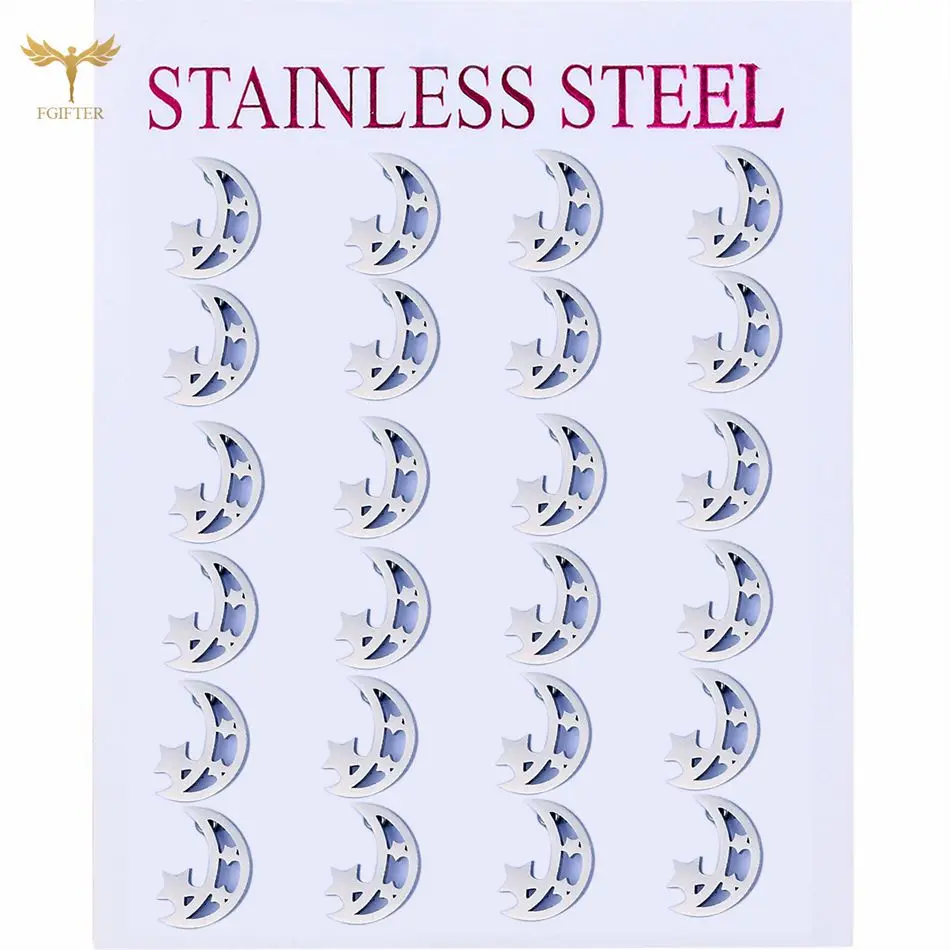 12 пар/партия женские серьги-гвоздики из нержавеющей стали | Украшения и