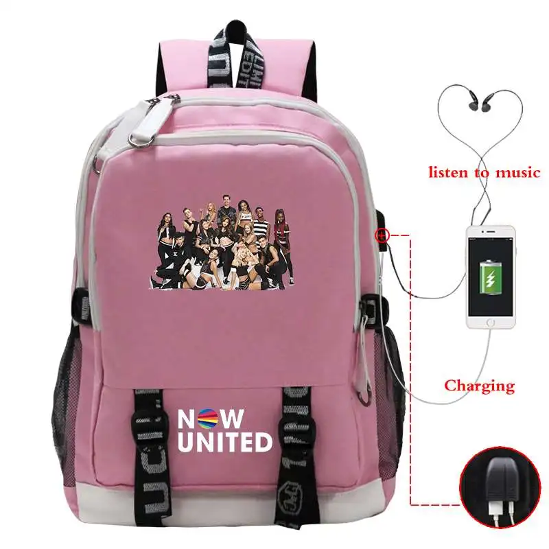 

Mochila Now United Print Fashion Backpack Teenager Book Bag for Women Men USB Charging Laptop Back To School Bagpack Mochila