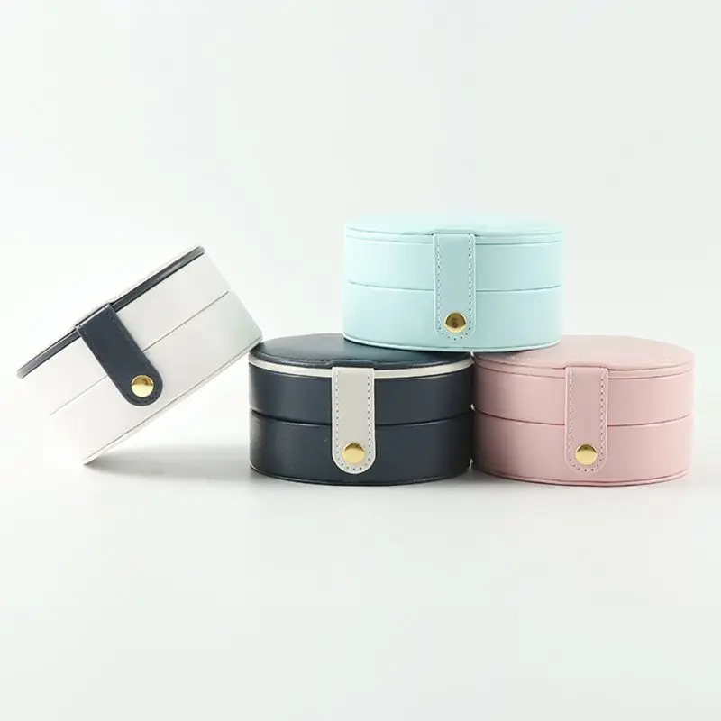 

Simple Creative Portable Three-layer Jewelry Box Earrings Ring Bracelet Storage Place Detachable Multipurpose Round Finishing Bo