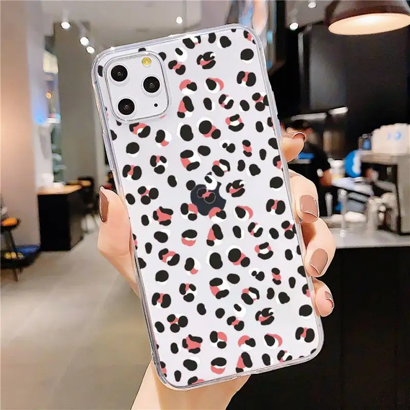 

Leopard Phone Case Transparent for iPhone 6 7 8 11 12 s mini pro X XS XR MAX Plus