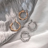 punk fashion thick small hoop earrings for women gold silver color metal round big hoops korean earrings statement jewelry 2021