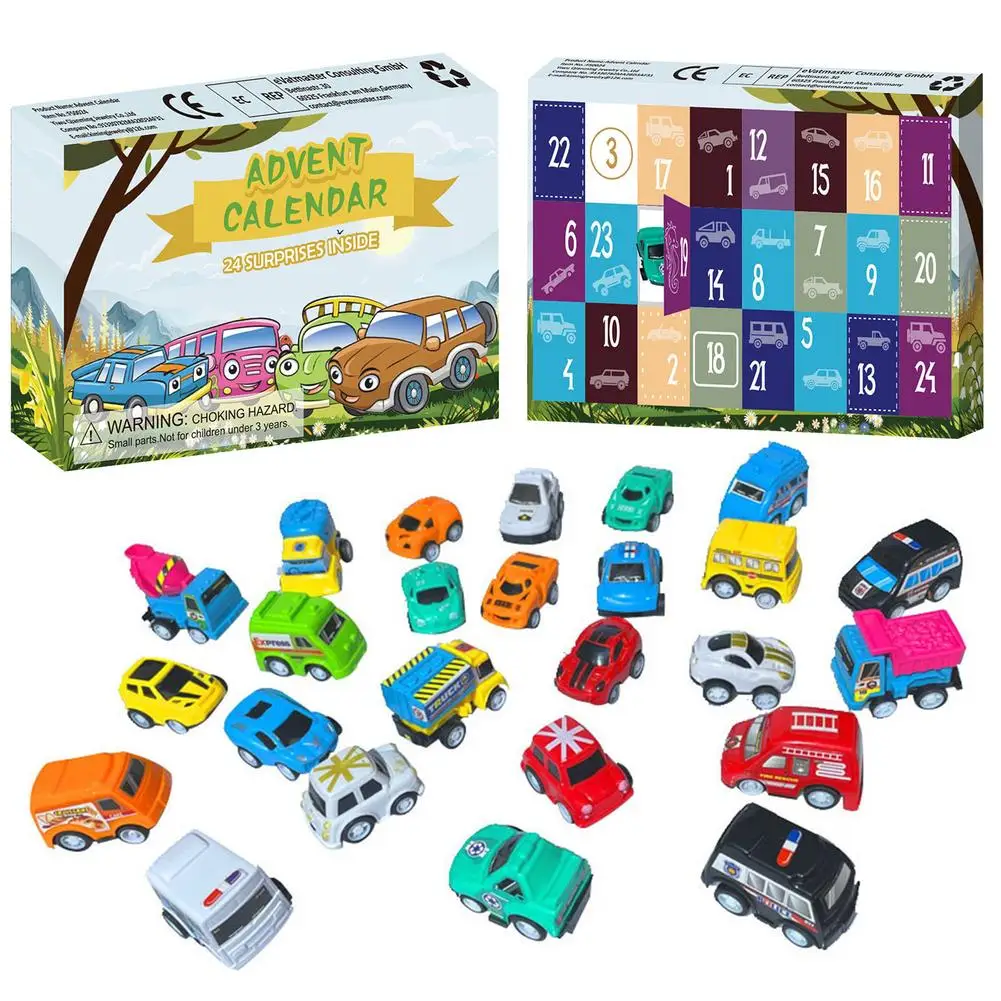 

24pcs Mini Car Toys Pack Blind Box Christmas Advent Calendar Surprise Christmas Gift Box Car Toy 2022 New Year Christmas Gift