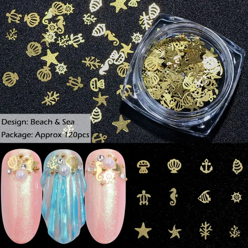 

6 Pcs/set Fashion Popular Nail Art Jewelry Making Filling Material DIY Nails Sticker Epoxy Metal Filler