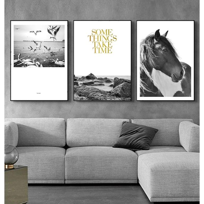 Настенная картина с изображением лошади чайки моря настенная Картина на холсте