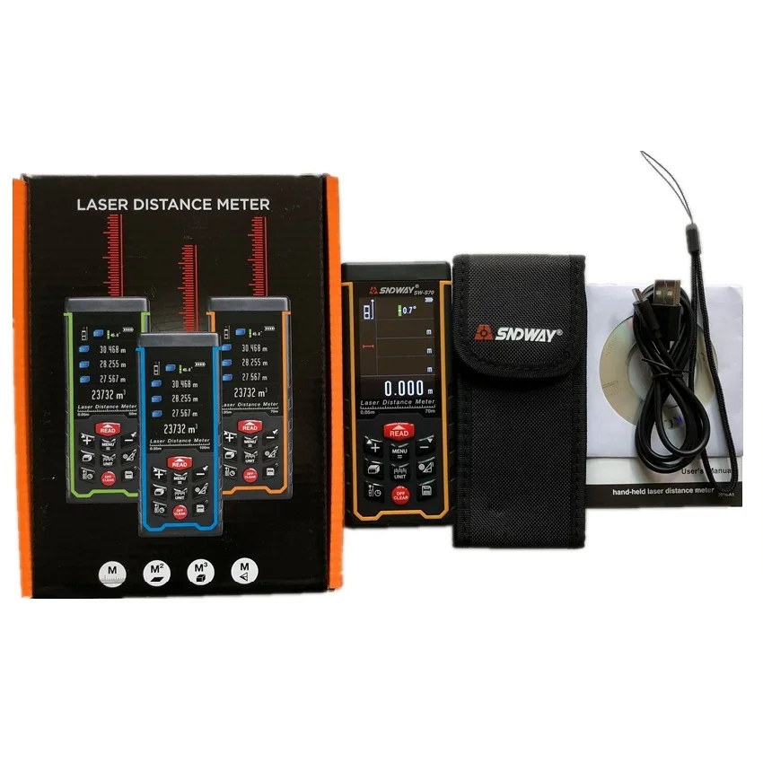 Лазер SNDWAY дальномер лазерный цифровая Лента USB цветной дисплей перезаряжаемая 70M
