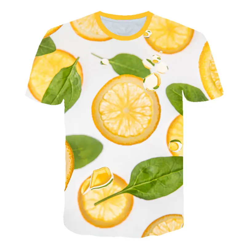 

Lemon fruit pattern 3D printed T-shirt 2021 summer men's jacket new men's casual funny fashion aesthetic T-shirt