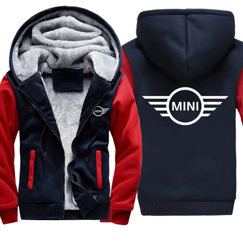 

Mens hoodie Mini Car Logo Printing Winter Casual Thicken Mens sweatshirt Warm Wool Fleece Cotton High Quality Men Zipper hoodie